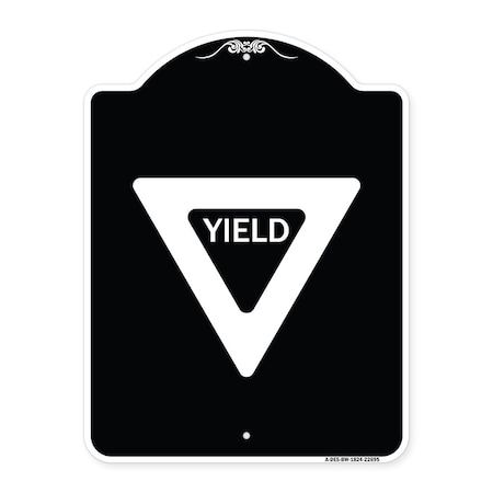Signmission Designer Series Sign-Yield, Black & White Heavy-Gauge Aluminum Sign, 24" x 18", BW-1824-22695 A-DES-BW-1824-22695